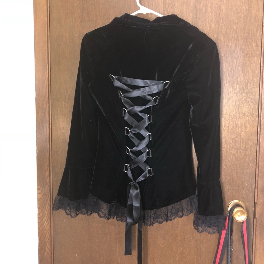Velvet Corset Jacket Coat With Lace